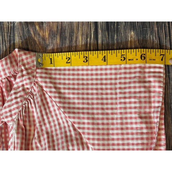 Tyler Boe Dress Womens M Red White Gingham Tiered Ruffle Tie Neck - Picture 7 of 13